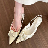 Xajzpa New Style Women's Spring Green Flower Pointed Elegant High Heels for Women Fashion Shallow Mouth Slingbacks Sandals Casual Pumps