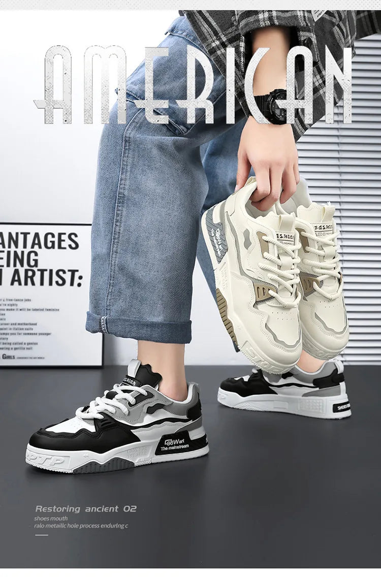 Xajzpa Mens Sneakers Spring Autumn Brand Vulcanized Shoes 2024 Fashion Thick Sole Shoes for Men Male Sport Shoes Tenis Masculino