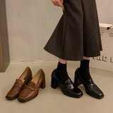 Xajzpa Summer Shoes Ladies Women's Heels Oxfords Loafers With Fur Female Footwear Slip-on New On Heels Retro Leather Dress Slip