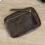 Xajzpa Men Women Genuine Leather Zipper Coin Wallet Cow Leather Mini Short Purse Card Holder Change Purse For Male Female Coins Wallets