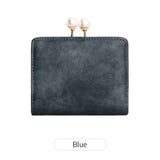 Xajzpa Women's Wallet Short Compact Three Layer Large Capacity Retro Pearl Wallet High Quality PU Leather Multi Card Seat/Coin Zero Wallet
