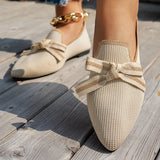 Xajzpa New Women Flats Shoe Knitted Slip Breathable Comfortable Solid Color Shoes Casual Pointed Toe Walking Loafers Sneakers
