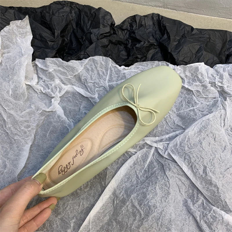 Xajzpa  Spring Flats Ballerina Shoes Women Fashion Brand Square Toe Flat Ballet Shoe Female Casual Slip On Loafers zapato