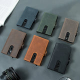 Xajzpa Men Wallets 100% Genuine Cow Leather Popup Short Card Holder Purse High Quality Brand Male Wallet Tarjeteros Para Hombre