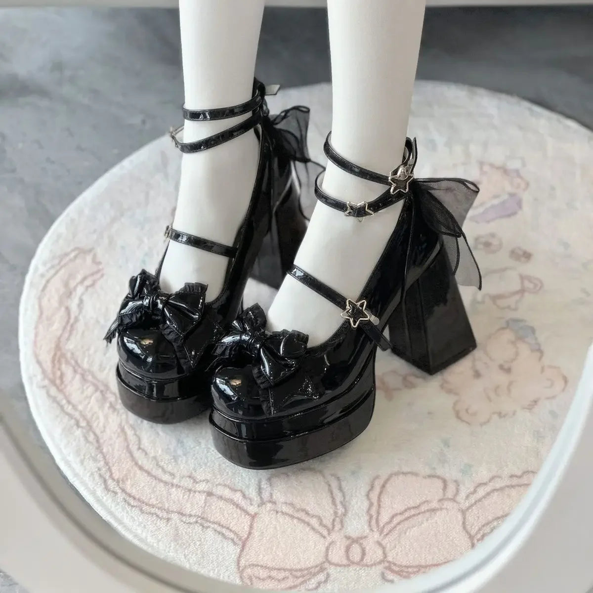 Xajzpa 2025 Christmas Women's Sweet JK Princess Lolita High Heels Girlish Campus Style Leather Shoes