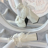 Xajzpa 2025 Christmas Women's Sweet JK Princess Lolita High Heels Girlish Campus Style Leather Shoes