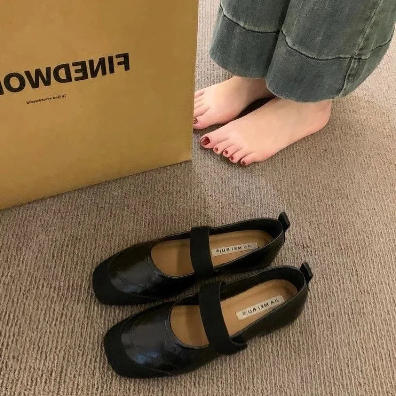 Xajzpa New Style Fashion Retro Women Spring Round Flat Shoes Comfor Anti Slip Mary Janes Shoes Soft Sole Versatile Women's Casual Shoes