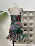 Xajzpa Summer New Hot Holiday Flower Women's Outfit Nightclub Thin Ruffle Evening Party Celebrity Design Tank Top Two Piece Set Dress