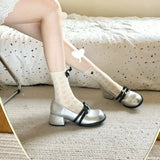 Xajzpa French Mary Jane Shoes Women's Spring 2025 New Style Versatile College Style Butterfly Knot Thick Heel Low Cut Single Shoes