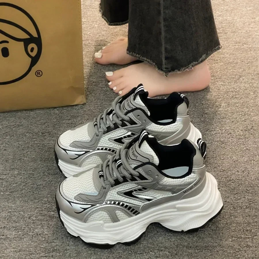 Xajzpa Women Platform Sneakers 2025 Autumn New Fashion Casual Lace Up Sports Shoes Woman Non Slip Walking Shoes Ladies Vulcanize Shoes