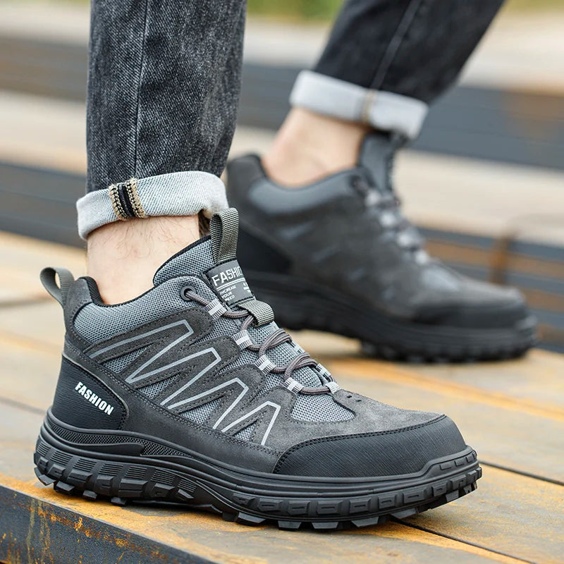 Xajzpa Men's Safety Work Shoes Anti-Crush Piercing Plastic Toe Cap Insulated Outdoor Casual Labor Protection Boots Secure Footwear