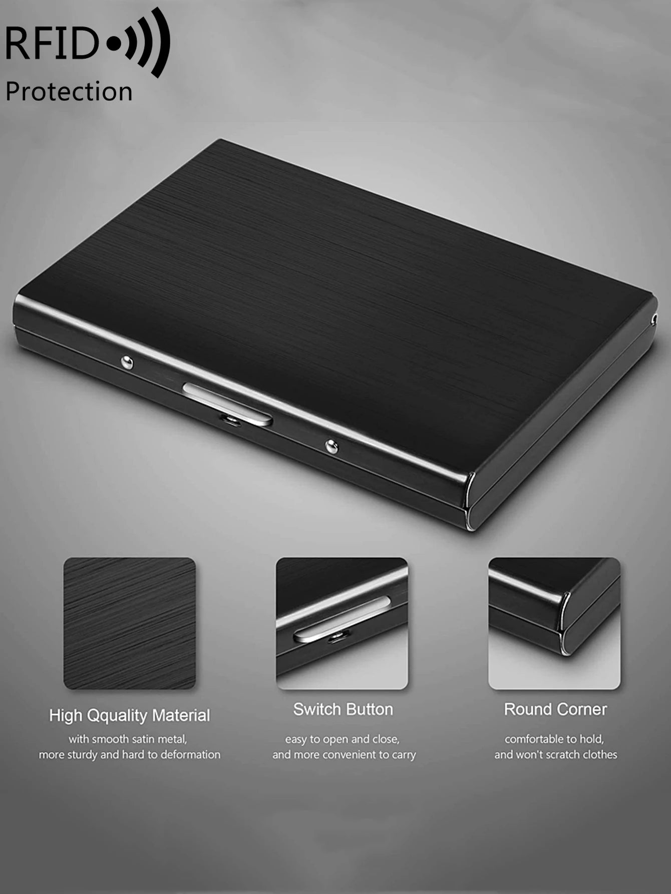 Xajzpa Credit Card Holder Stainless Steel Credit Card Holder Metal ID Card Holder RFID Wallet Female or Male Business Card Holder