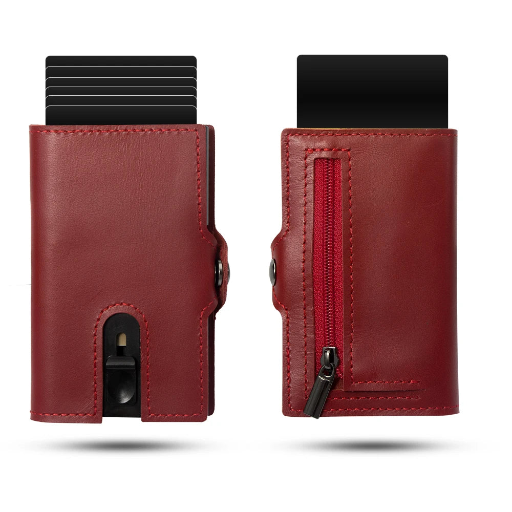 Xajzpa Men Wallets 100% Genuine Cow Leather Popup Short Card Holder Purse High Quality Brand Male Wallet Tarjeteros Para Hombre