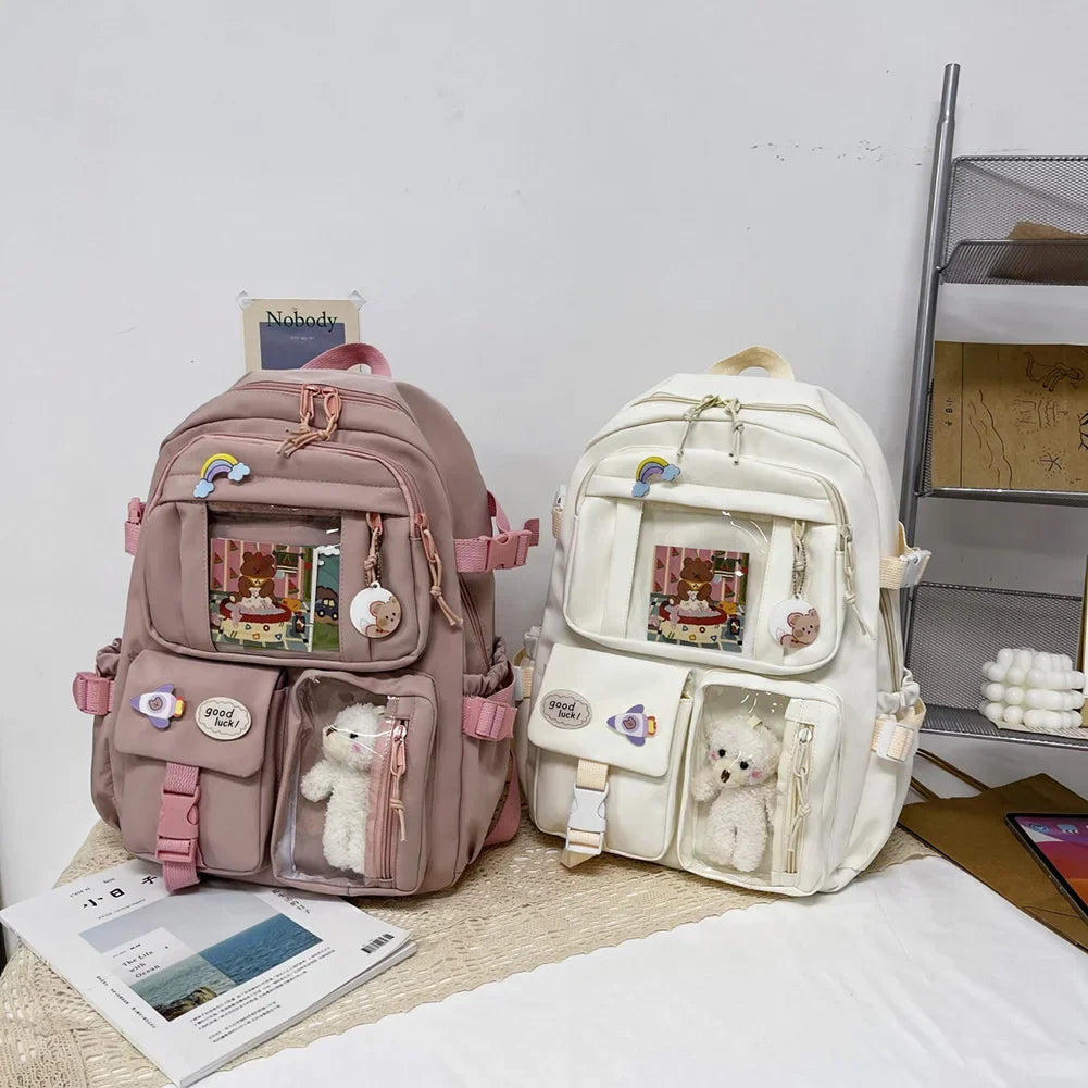 Xajzpa BACK TO SCHOOL Japanese Girls Aesthetic Backpack Cute School Bags For Student Teens Girls Pockets Kawaii Women Laptop Backpack Harajuku Mochila