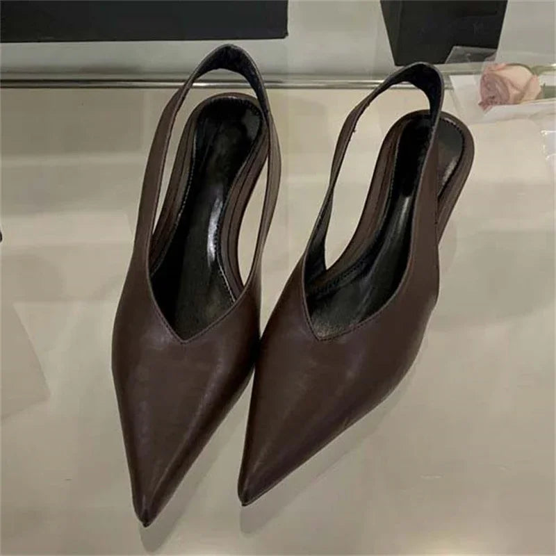Xajzpa Street Style Pumps Women Pointed Toe Wedges Heels Elegant Slingbacks Party Slingback Mules Shoes Zapatos De Mujer