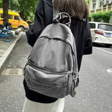 Xajzpa New Gray Denim Backpack Women's Leisure Travel Outing Shoulder Bag Female Fashion Schoolbags Suitable For Boys And Girls Mochila