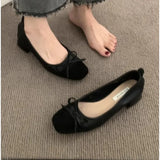 Xajzpa New Women Cute Ballerina Low Heel Shoes Lady Slipony Butterfly Knot Vintage Kawaii Mocasines Loafers Girl Lolita Mom Shoes