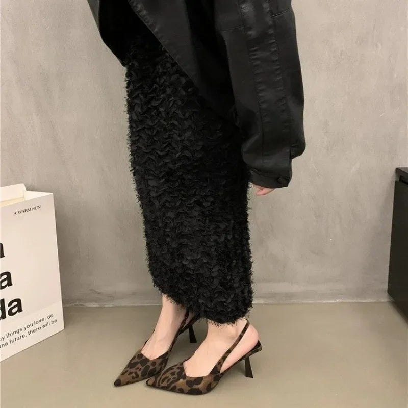 Xajzpa Summer High-heeled Women's Shoes Fashionable Pointed Toe Sexy Stiletto Heels Leopard Print Women's Shoes