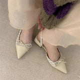 Xajzpa New Style Luxury Women's Closed Girls Bowknot Low High Fashion Stiletto Pointed Toe Buckle High Heels Party Prom Shoes