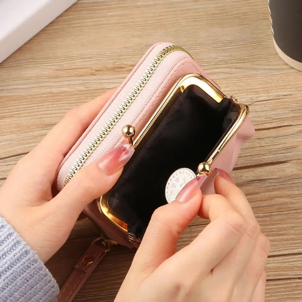 Xajzpa  Women Short Wallets Female Short Hasp Coin Purses Ladies Portable PU Leather Money Bag Large Capacity Card Holders Clutch