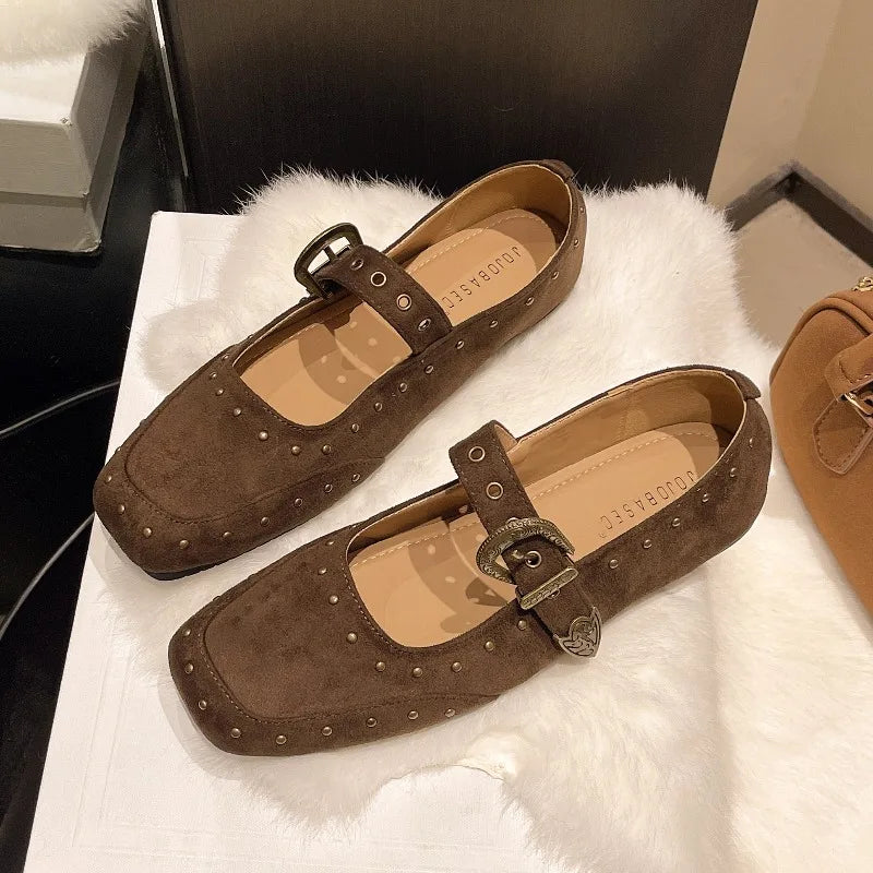 Xajzpa New Style Fashion Women's Elegant Retro Mary Jane Women's Casual Flat Shoes Soft Comfortable Ballet Shoes Women Zapatos Mujer
