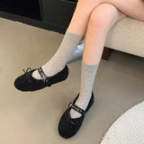 Xajzpa New Women's Shoes Woman Flats Low Heels Casual Female Sneakers Slip-on Loafers Fur Round Toe Shallow Mouth Boat Slip on Winter