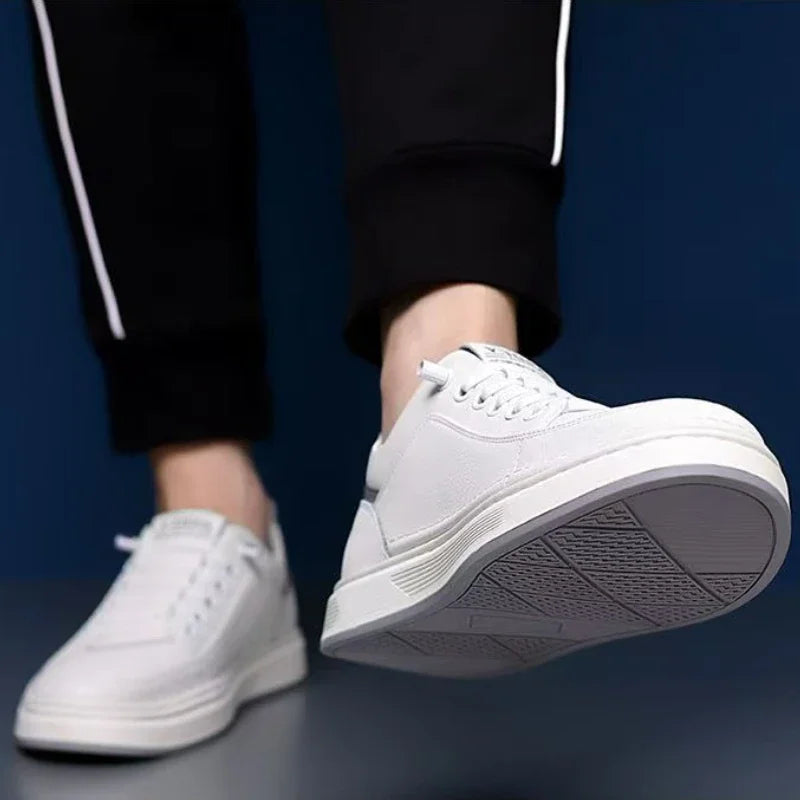 Xajzpa Leather Casual Shoes for Men Breathable White Sneakers Fashion Driving Walking Tennis Shoes for Male Italian Office Flats Shoes