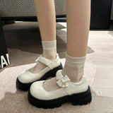 Xajzpa Shoes Shallow Mouth Oxfords Women's All-Match Round Toe Female Footwear Casual Sneaker Clogs Platform Bow-Knot New Comfortable R