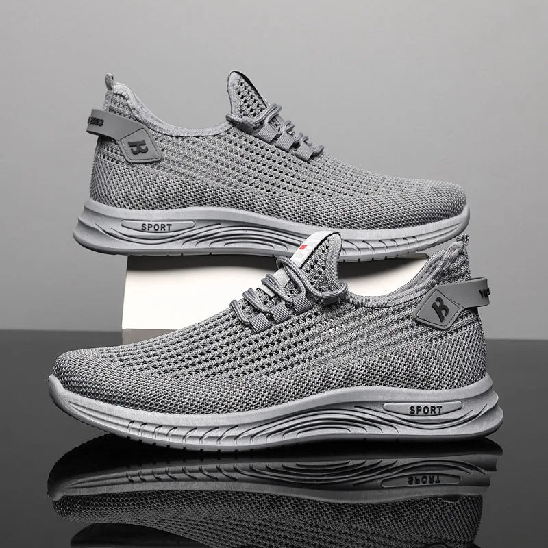 Xajzpa Men's Sneakers Classic Casual Shoes Breathable Mesh Running Sneakers Without Laces Lightweight Men Shoes 2025 Summer New