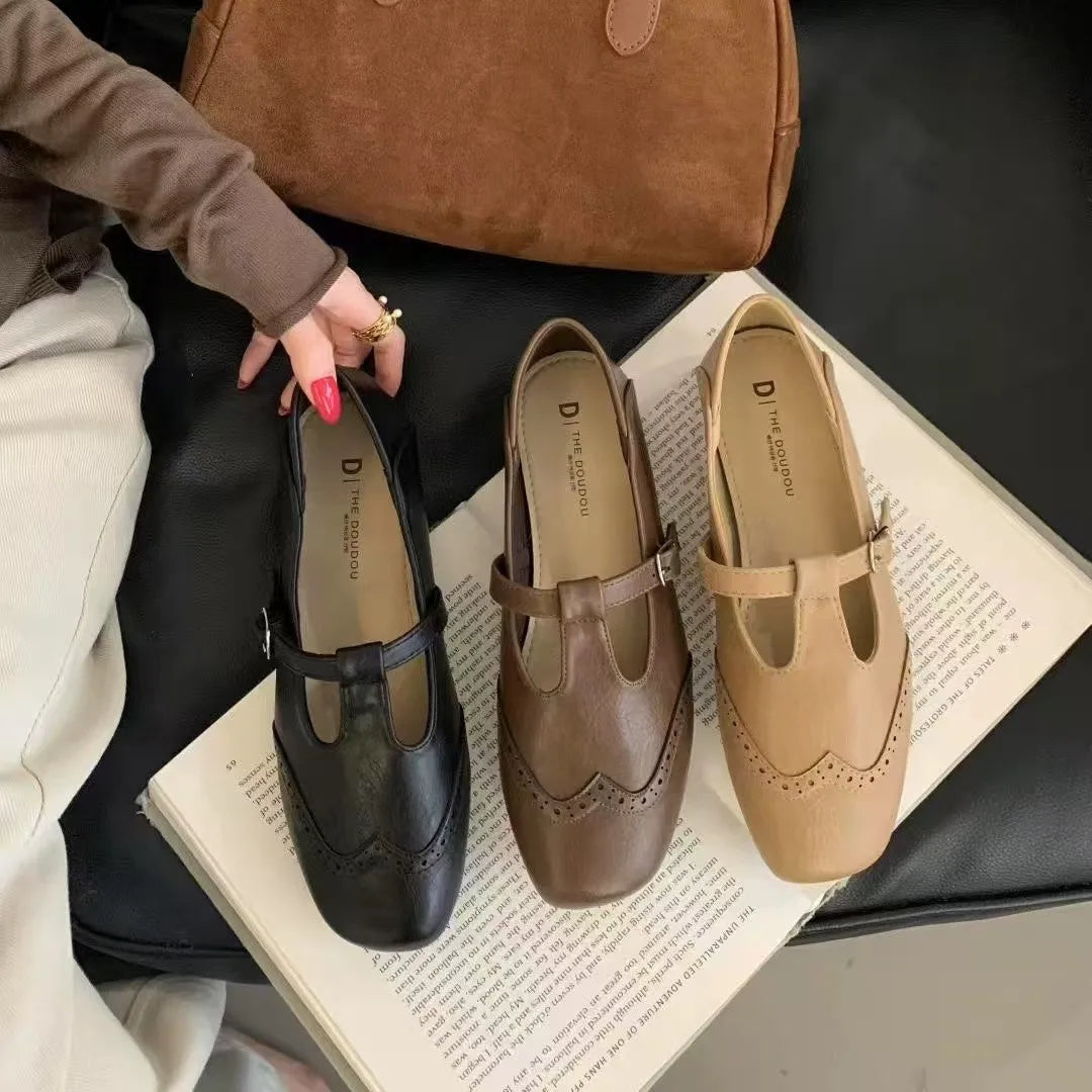 Xajzpa New Style Fashion Women's Flat Loafers Shoes Casual Sneakers Shallow Mary Jane Shoes Sandals Walking Leather Zapatos De Mujer