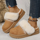 Xajzpa Winter Women Short Plush Warm Snow Boots Casual Cotton half slippers Suede Fur Chelsea Ankle Boots Flats Platform Shoes Botas