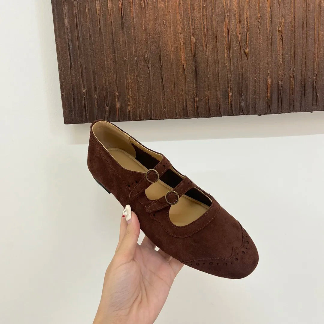 Xajzpa New Mary Janes Flats Shoes Ballet Casual Sneakers Women Sandals Loafers Trend Shallow Dress Suede Comfort Zapatos Mujer