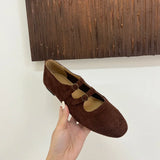 Xajzpa New Mary Janes Flats Shoes Ballet Casual Sneakers Women Sandals Loafers Trend Shallow Dress Suede Comfort Zapatos Mujer