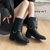 Xajzpa New Style Women's Designer Winter Vintage Women Knee High Boot Concise Slip On Thick Heel Shoes Square Toe Knight Long Booties