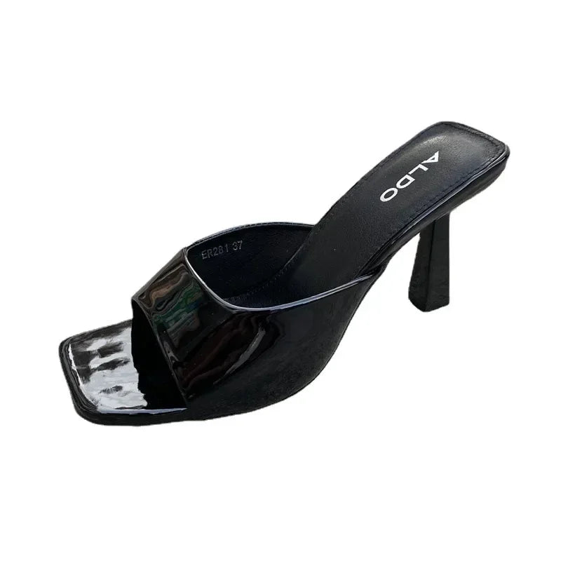Xajzpa New Women Shoes European and American Fashion Square Head Thin High Heel Sexy Slippers Women Zapatos De Mujer
