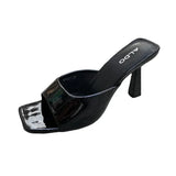 Xajzpa New Women Shoes European and American Fashion Square Head Thin High Heel Sexy Slippers Women Zapatos De Mujer