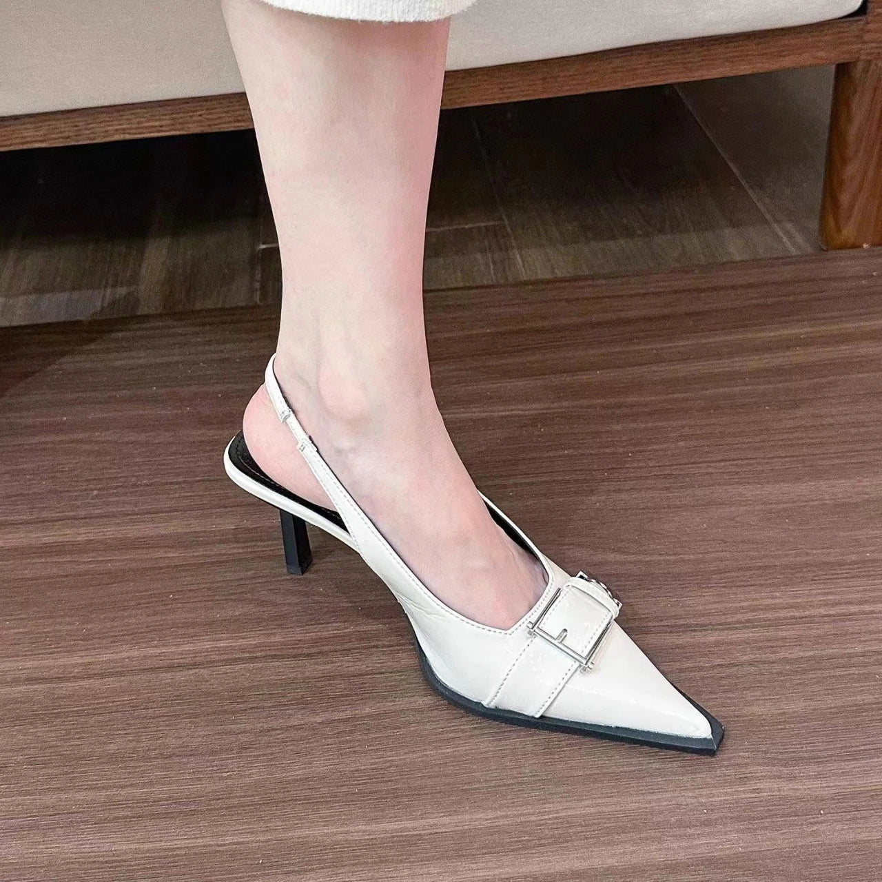 Xajzpa New Women's Shoes Pumps Sandals Spring Fashion Pointed Toe Slingbacks Female Footwear Summer Ladies Shallow Shoes High Heels