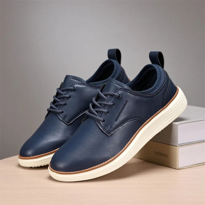Xajzpa Men's Fashionable Casual Sports Shoes Comfortable and Breathable Brown Leather Men's Golf Shoes Fashionable Casual Formal Shoes