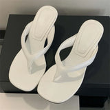 Xajzpa Fashion Square Clip Toe Platform Wedges Women Slippers 2025 Summer High Heels Flip Flops Ladies Shoes