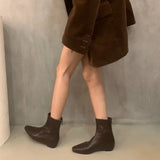 Xajzpa New Fashion Women's Retro Short Boot Women's Autumn/Winter Genuine Leather Pointed Boots Flat Bare Shoes for Women Thin Shoes