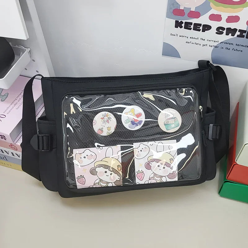 Xajzpa Preppy Style Candy Colour Cute Shoulder Bag Anime Expo Transparent Badge Display Messenger Bag Women Doll Itabag Crossbody Bag