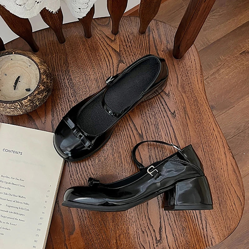 Xajzpa New Mary Jane Shoes Women's Elegant Low Heel Shoes Fashion Casual Buckle Single Shoes Ladies College Style Footwear Single Pumps