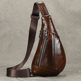 Xajzpa Soft genuine Leather Men's Chest Bag Male Mini Shoulder Crossbody Bag Anti Theft Chest Pack Men Outdoor Summer Sling Bag
