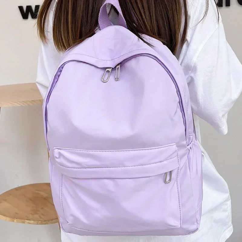 Xajzpa High Quality New Waterproof Nylon Women Backpack Female Travel Bag Backpacks Schoolbag for Teenage Girls Solid Color Bookbag