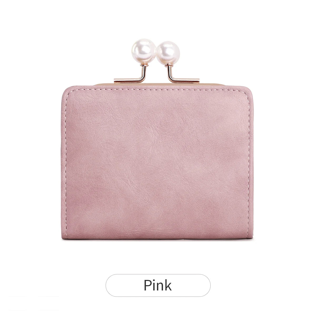 Xajzpa Women's Wallet Short Compact Three Layer Large Capacity Retro Pearl Wallet High Quality PU Leather Multi Card Seat/Coin Zero Wallet