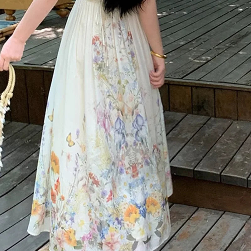 Xajzpa Fashion Printing Casual Dress Women's Short Sleeve Waist Retraction A Line Dresses 2025 Summer New Tide