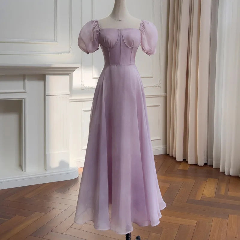 Xajzpa Fashion Solid Color Dress Women's Slash Neck Short Sleeve Waist Retraction Dresses 2025 Summer New Tide