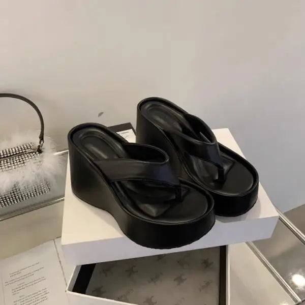 Xajzpa Slippers Women Summer Shoes For Girls Pantofle Platform Shale Female Beach Luxury Slides On A Wedge Heeled Mules Rubber Flip Flo