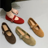Xajzpa Autumn Fashion Flat Ballet Shoes Women Shallow Ballet Leather Round Toe Female Ballerina Soft Moccasin Mary Janes Shoes