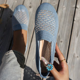 Xajzpa Round-toe Four-Season Walking Shoes, Flat Slip-On Casual Shoes with Mesh Design, Comfortable Women's Shoes for Lazy Wear